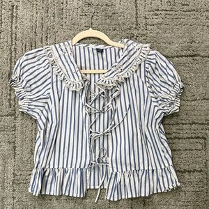 American Eagle Outfitters Blue and White Striped Blouse
